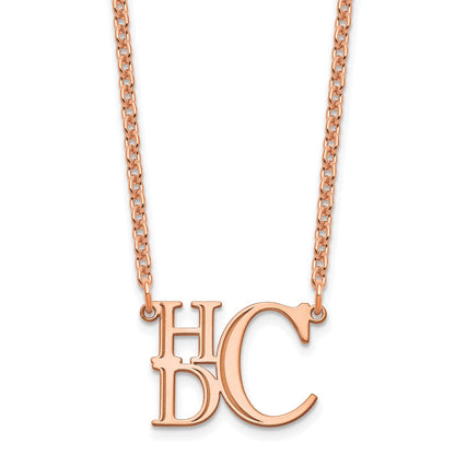 Roségoldbeschichtet Sterlingsilber /rose Halb Stacked Monogramm Halskette
