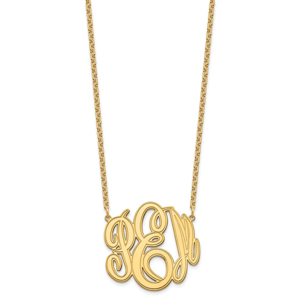 Vergoldet Sterlingsilber /gold Geätzt Monogramm Halskette
