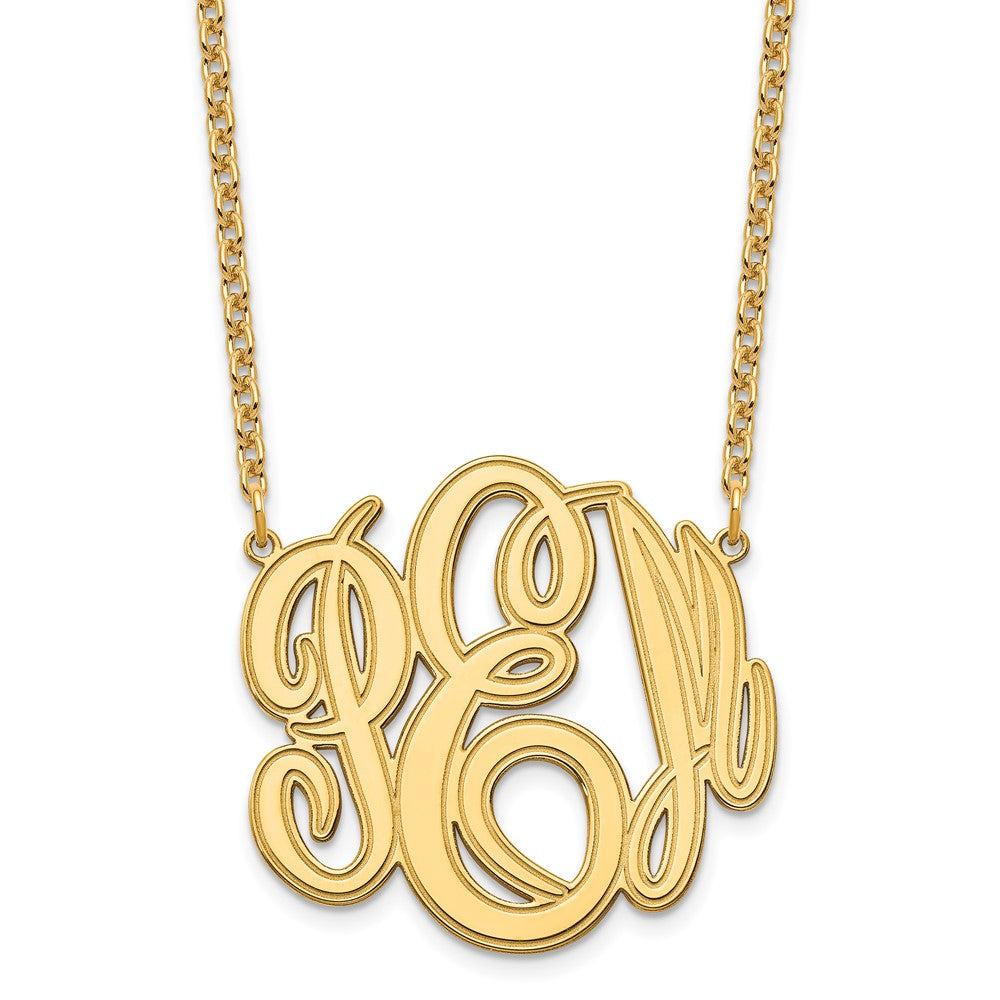 Vergoldet Sterlingsilber /gold Geätzt Monogramm Halskette