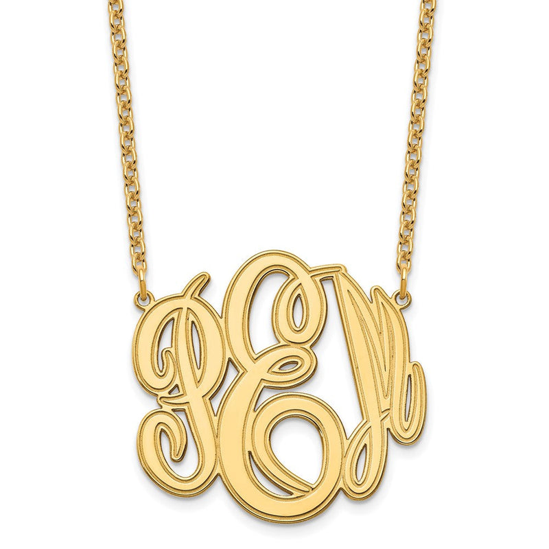 Vergoldet Sterlingsilber /gold Geätzt Monogramm Halskette