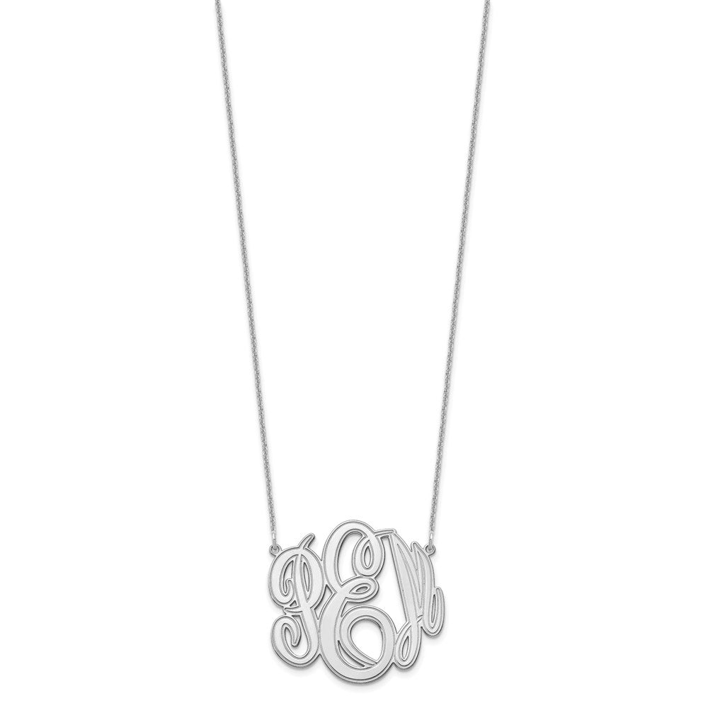 14K Weißgold Geätzt Monogramm Halskette