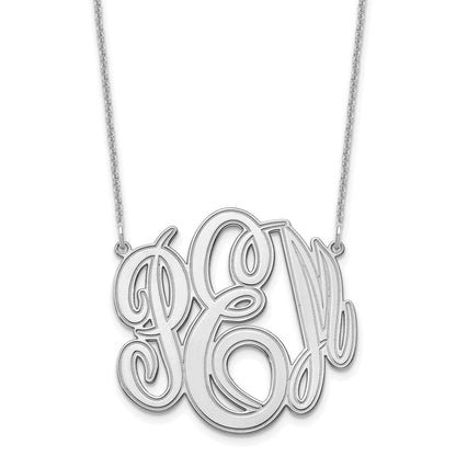 14K Weißgold Geätzt Monogramm Halskette