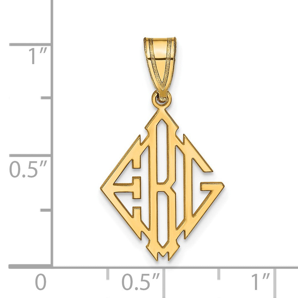 Vergoldet Sterlingsilber /gold Diamant Form Monogramm Anhänger