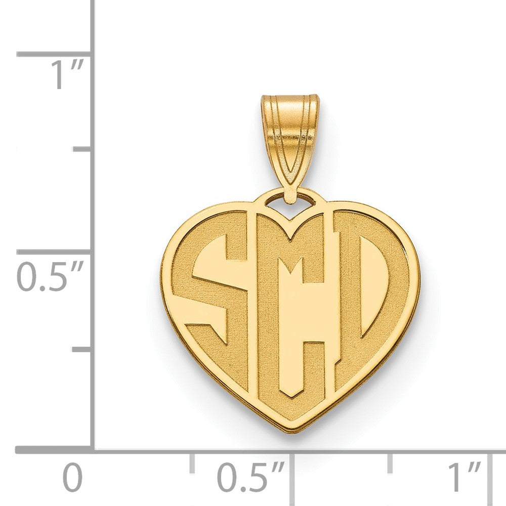 14K Gelbgold Geätzt Monogramm Herz Halskette
