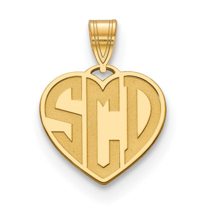 14K Gelbgold Geätzt Monogramm Herz Halskette