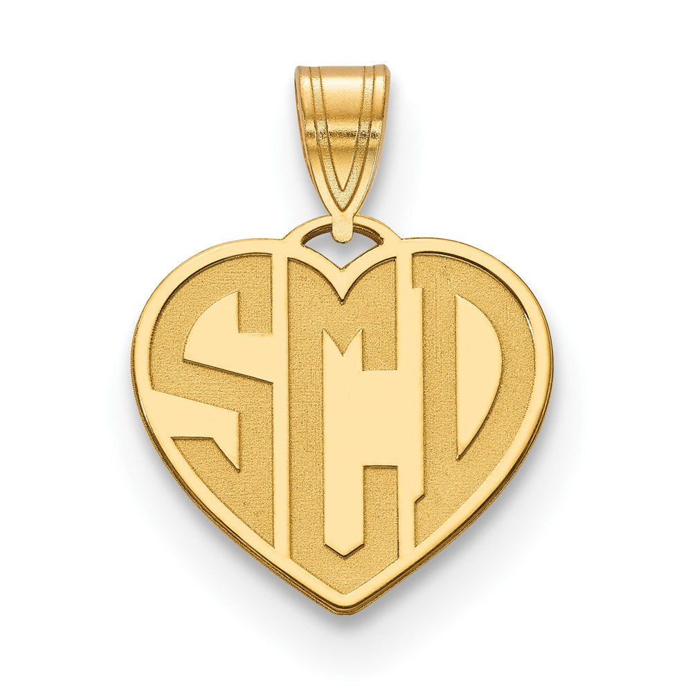 Vergoldet Sterlingsilber /gold Geätzt Monogramm Herz Halskette