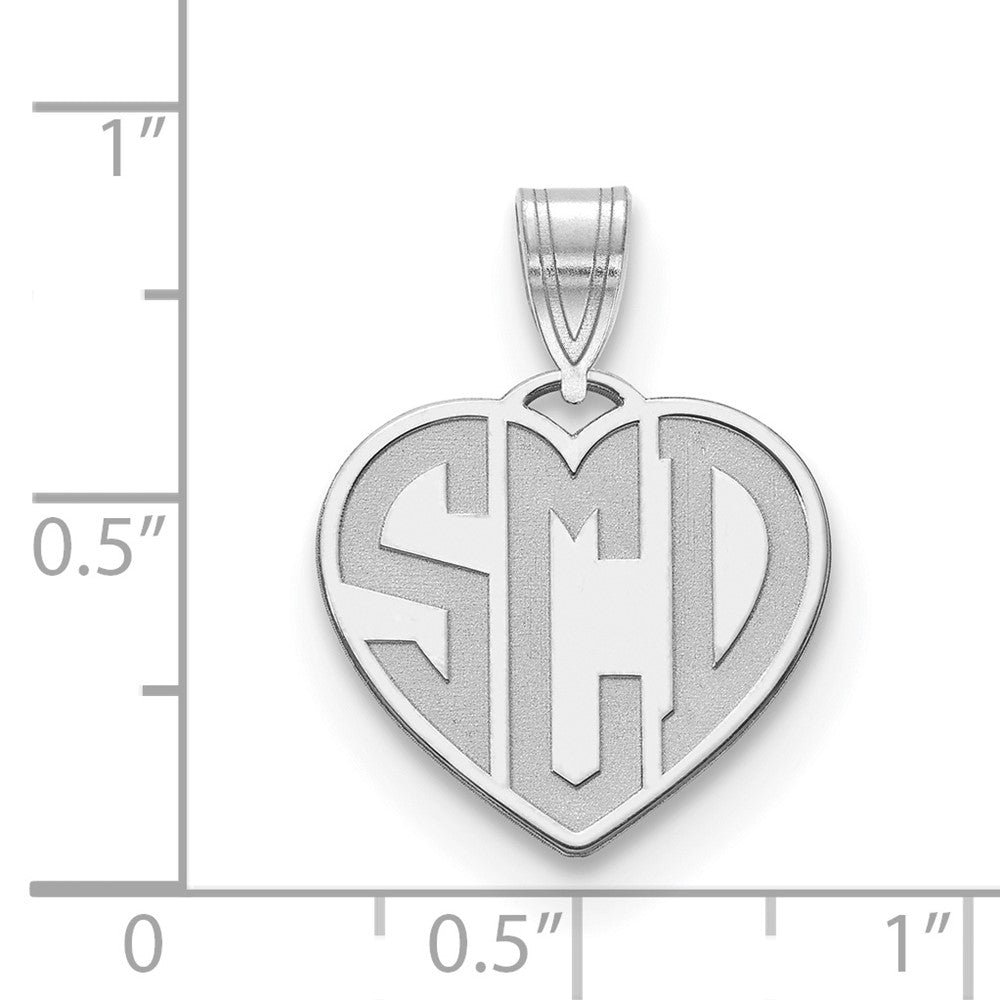 14K Weißgold Geätzt Monogramm Herz Halskette