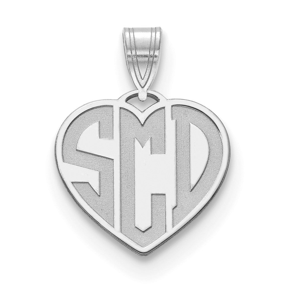 Sterlingsilber Silber/rhodiniert Geätzt Monogramm Herz Halskette