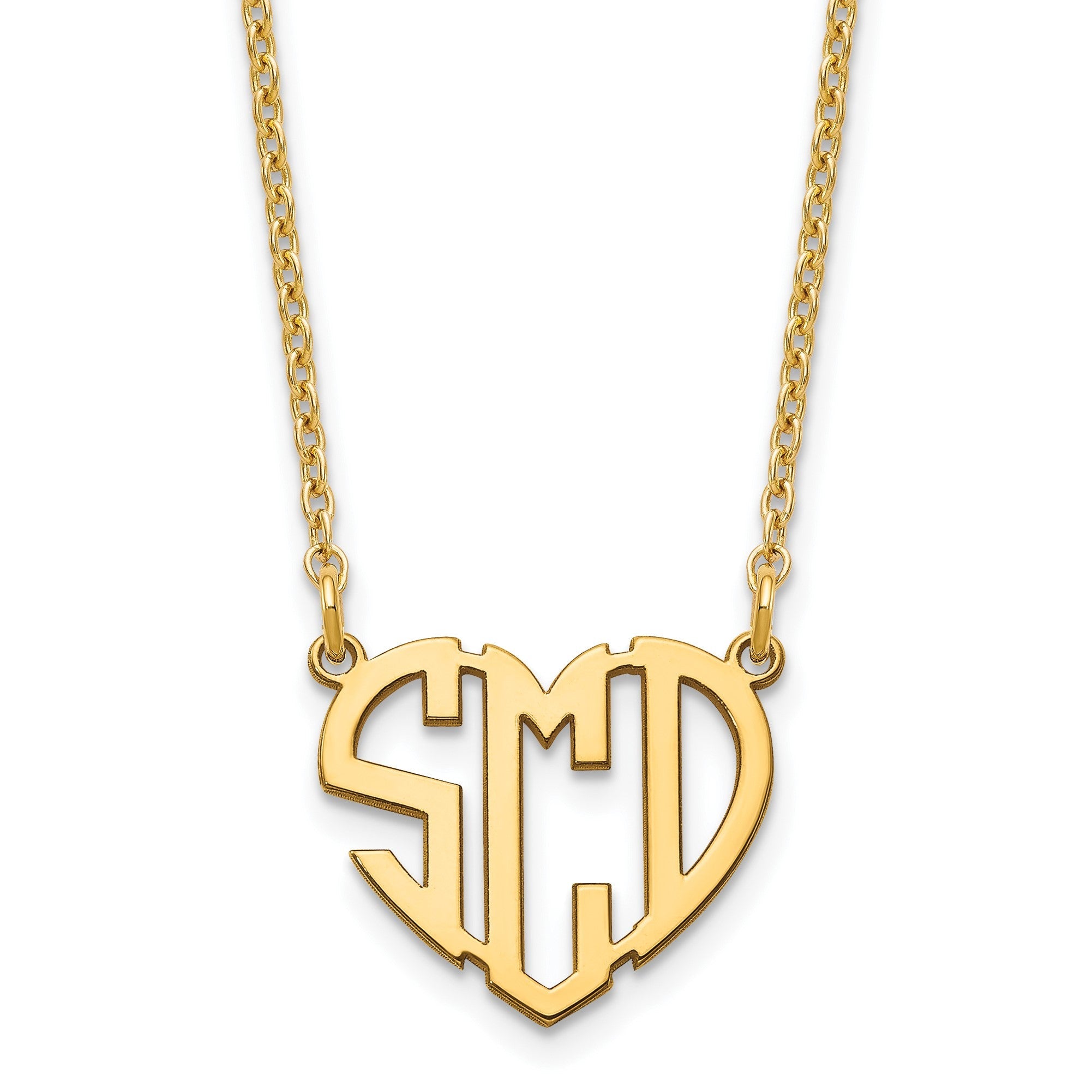 Vergoldet Sterlingsilber /gold Herz Monogramm Halskette