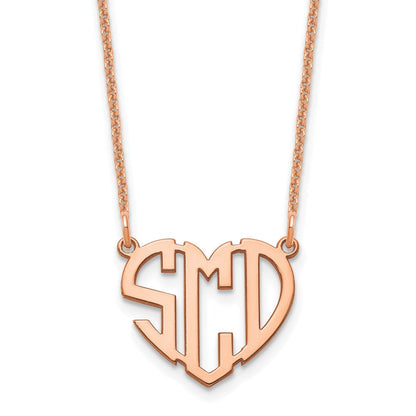 14K Roségold Herz Monogramm Halskette