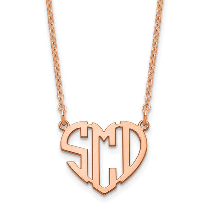 Roségoldbeschichtet Sterlingsilber /rose Herz Monogramm Halskette