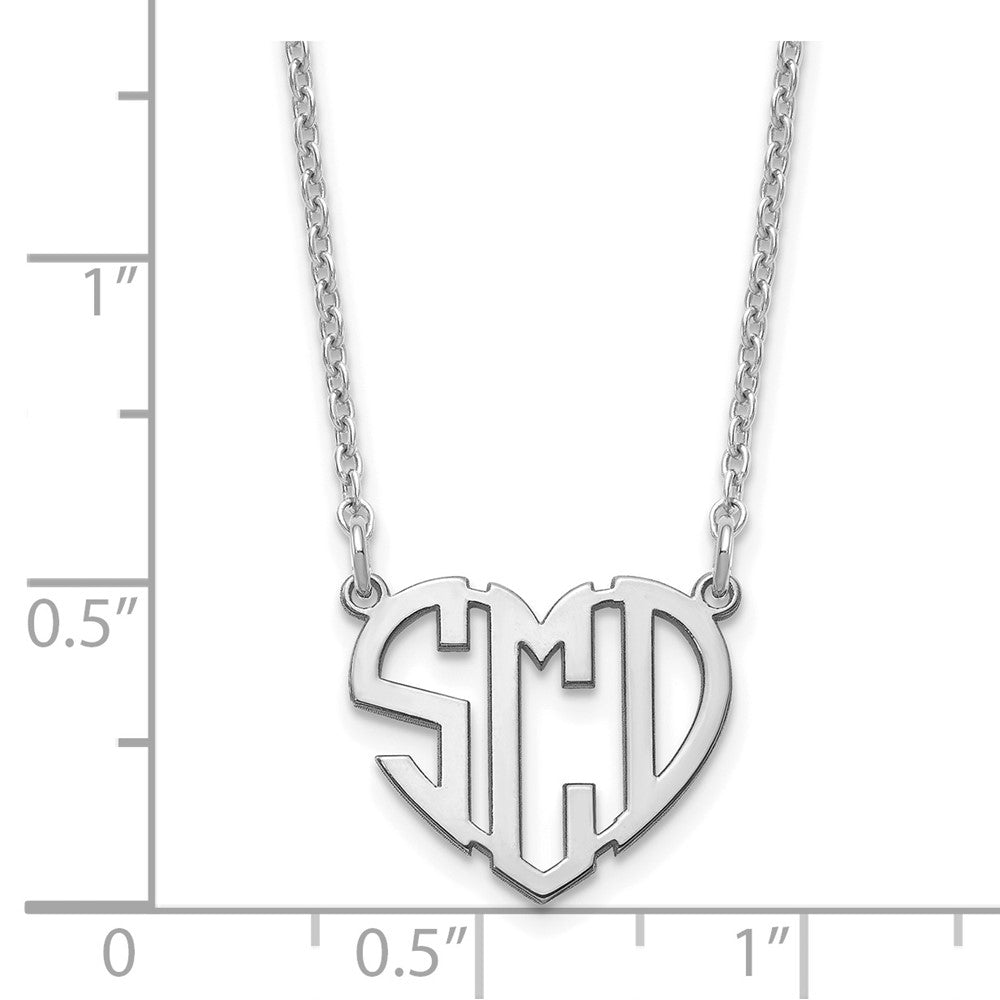 14K Weißgold Herz Monogramm Halskette