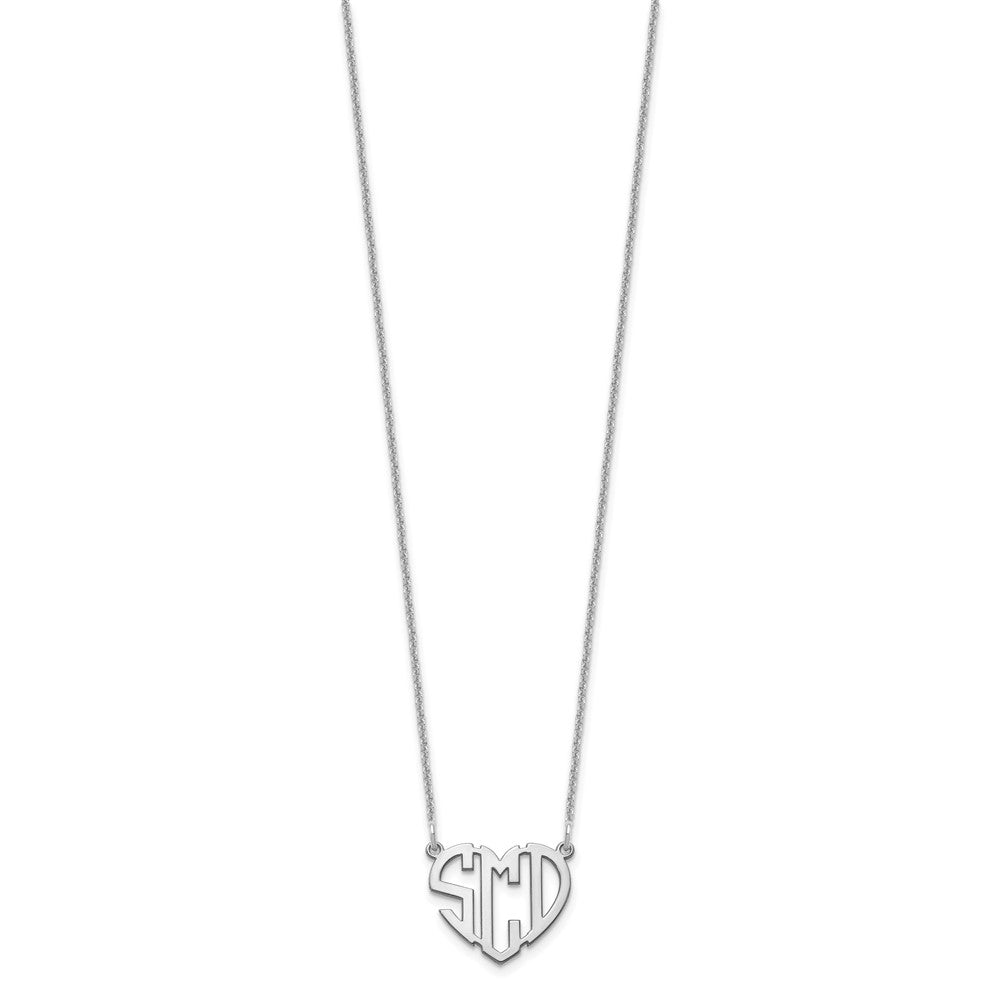 14K Weißgold Herz Monogramm Halskette