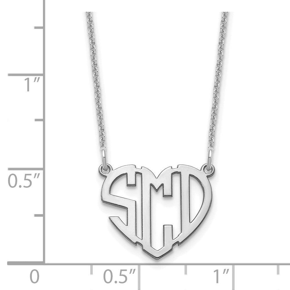 14K Weißgold Herz Monogramm Halskette