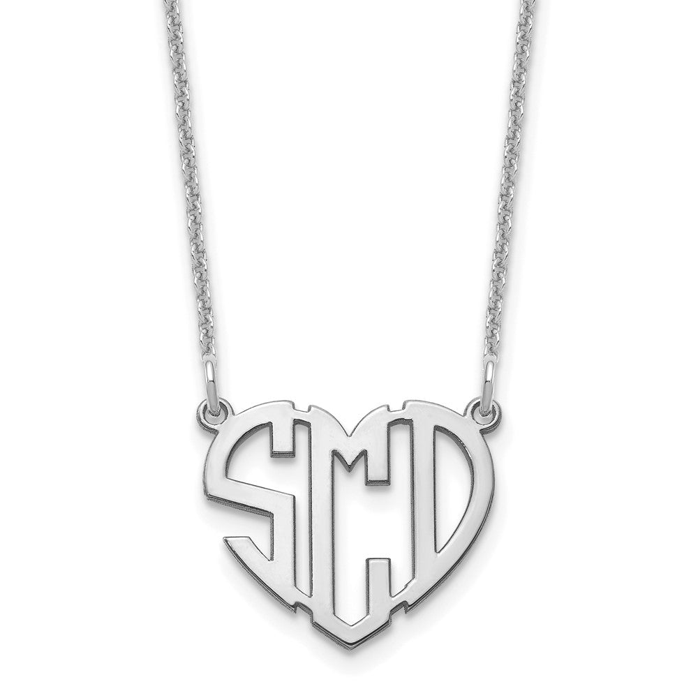 14K Weißgold Herz Monogramm Halskette