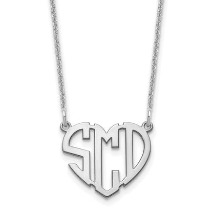 14K Weißgold Herz Monogramm Halskette