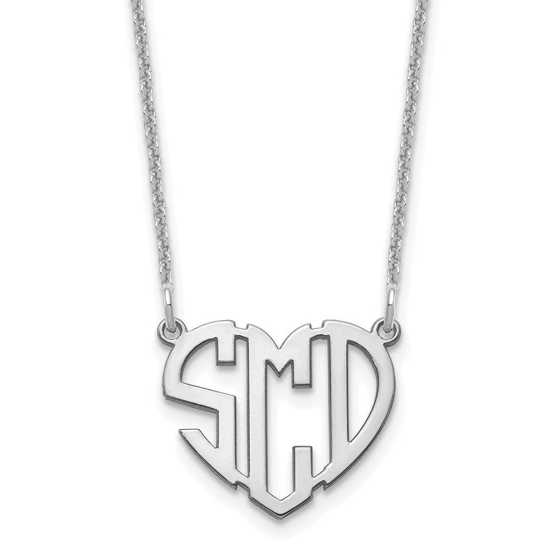 14K Weißgold Herz Monogramm Halskette