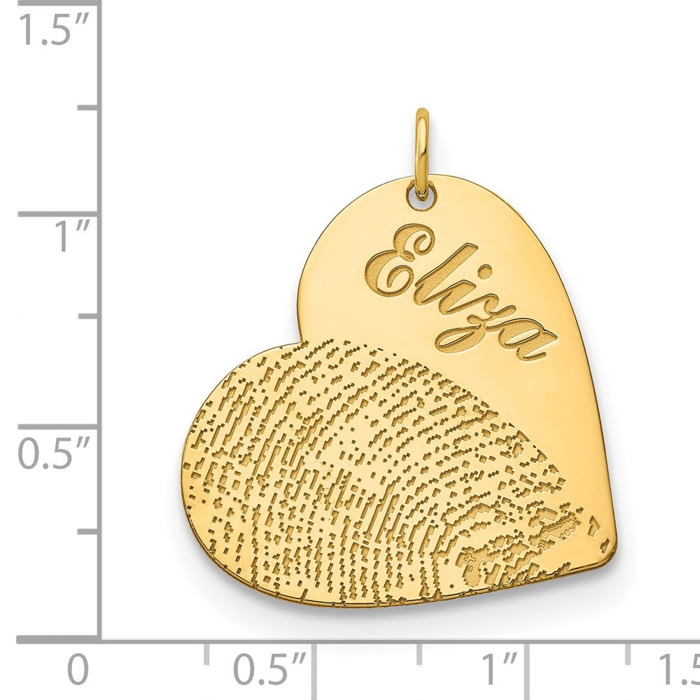 14K Gelbgold Name und Fingerprint Herz Charm