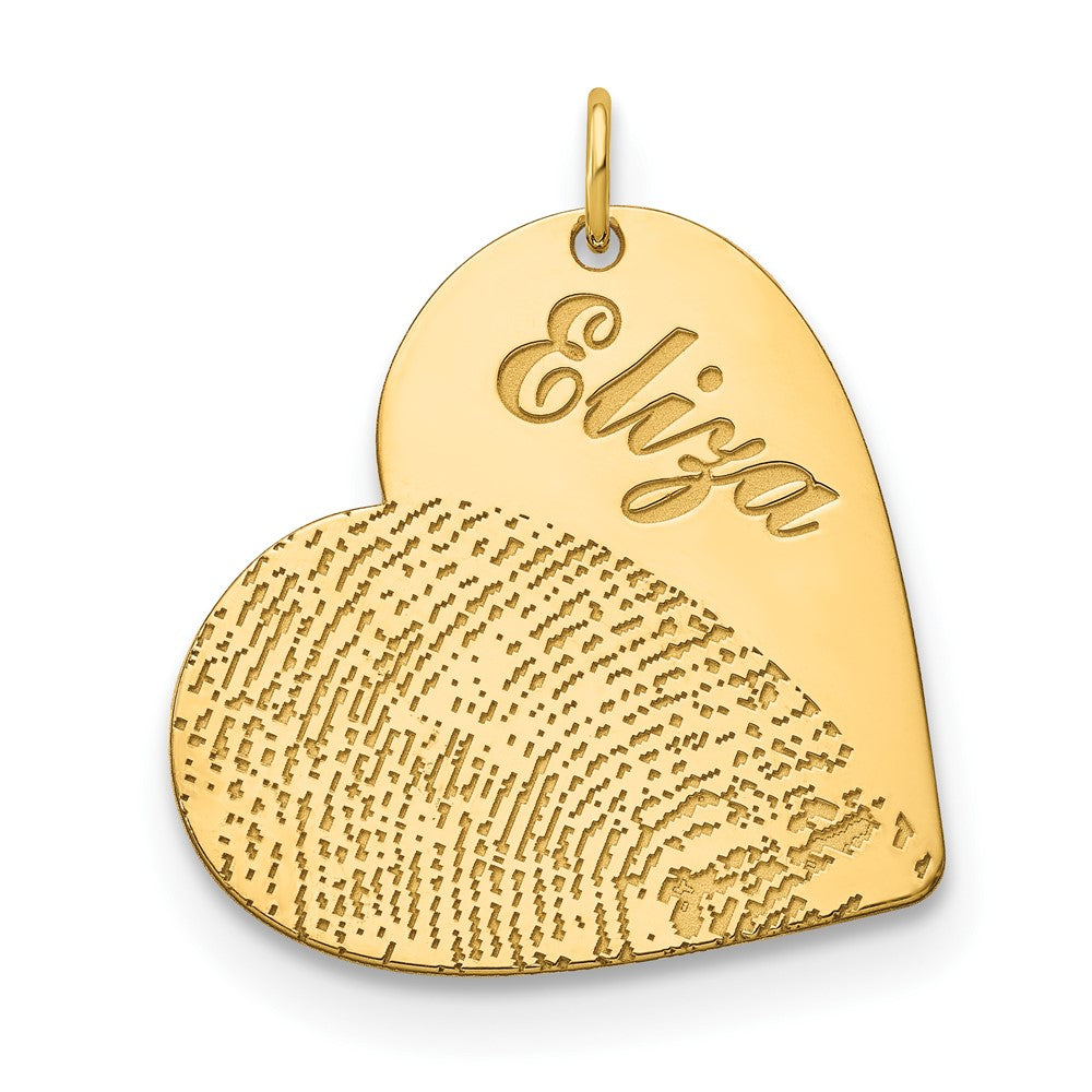14K Gelbgold Name und Fingerprint Herz Charm