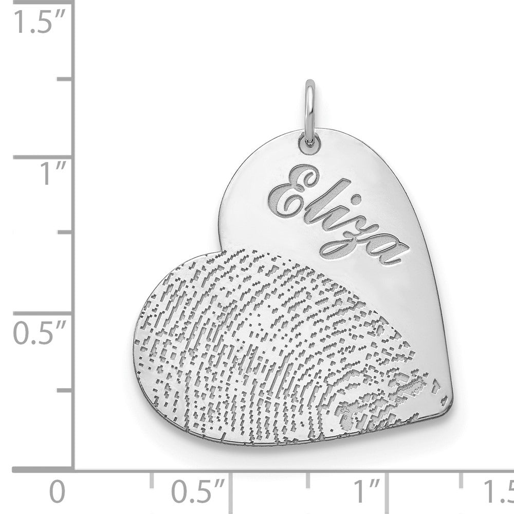 14K Weißgold Name und Fingerprint Herz Charm