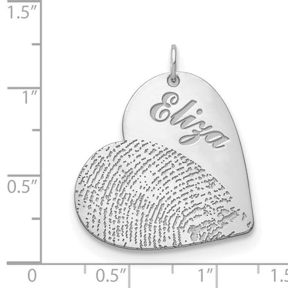 14K Weißgold Name und Fingerprint Herz Charm