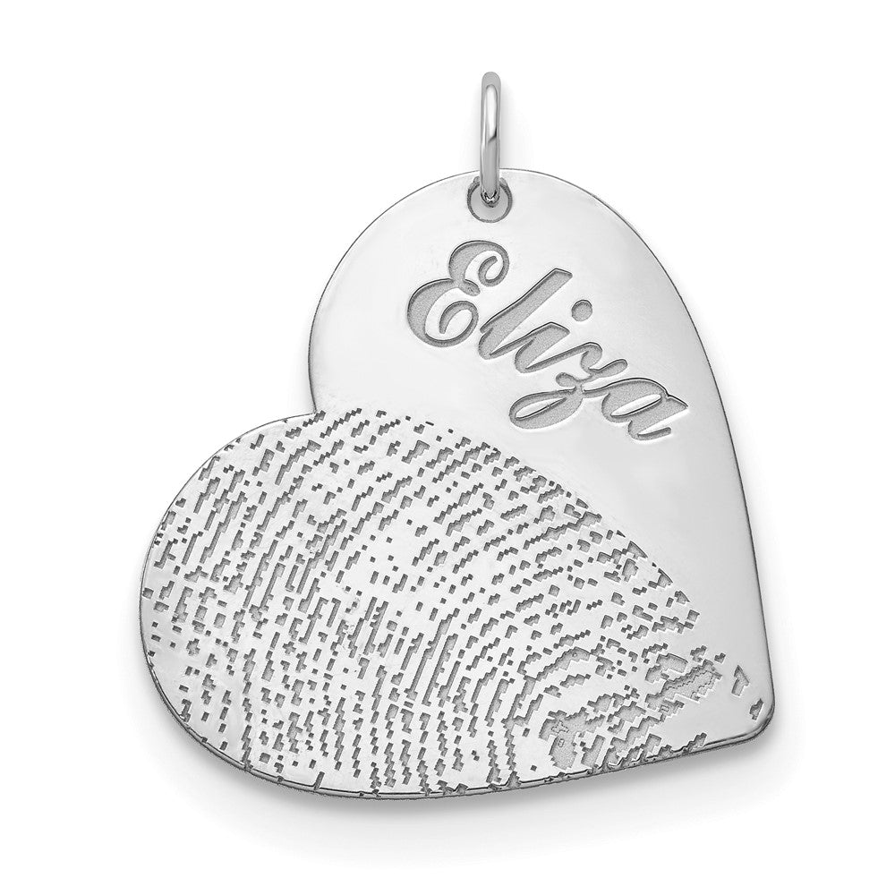 14K Weißgold Name und Fingerprint Herz Charm