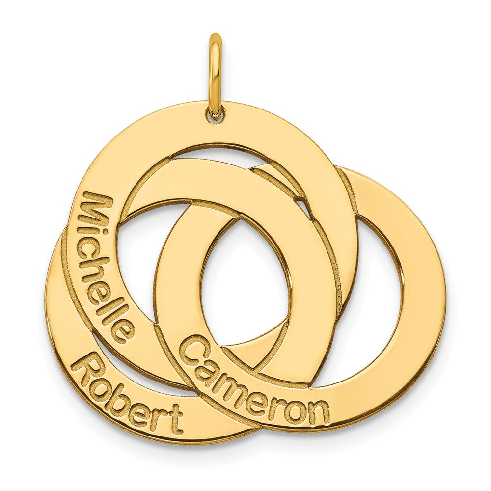 14K Gelbgold 3 Interlocking Kreise mit Names Charm