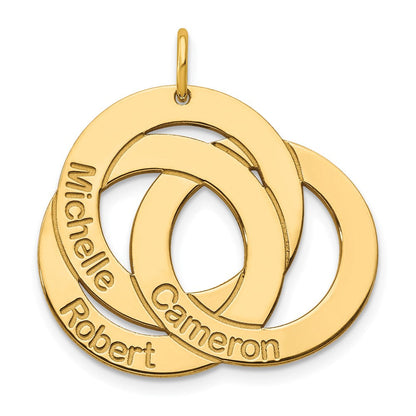 14K Gelbgold 3 Interlocking Kreise mit Names Charm