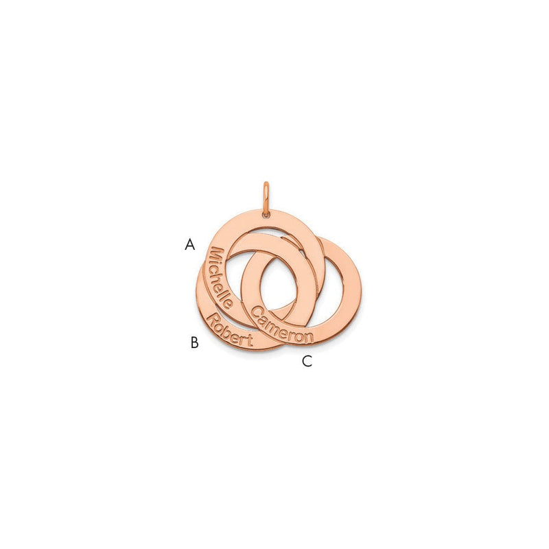 Roségoldbeschichtet Sterlingsilber /rose 3 Interlocking Kreise mit Names Charm