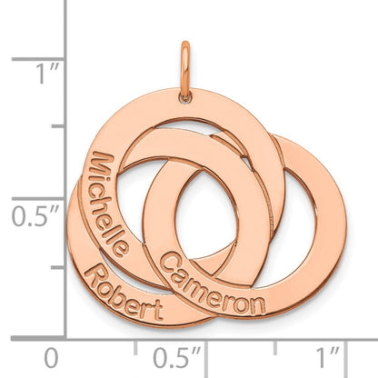 14K Roségold 3 Interlocking Kreise mit Names Charm