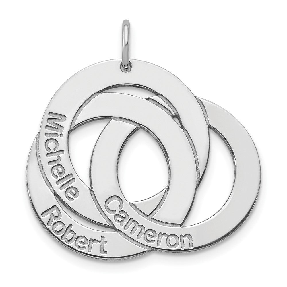 14K Weißgold 3 Interlocking Kreise mit Names Charm