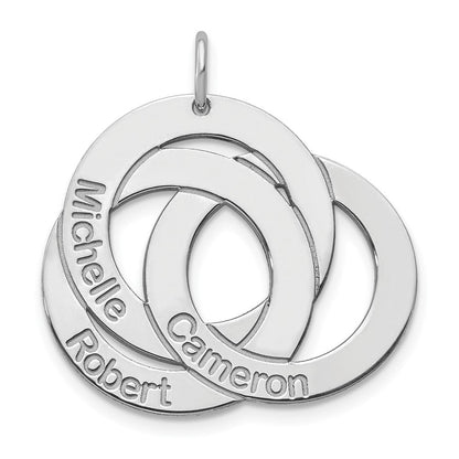 14K Weißgold 3 Interlocking Kreise mit Names Charm