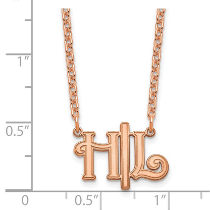 Roségoldbeschichtet Sterlingsilber / Roségold Horizontal Schreibschrift Initials Halskette