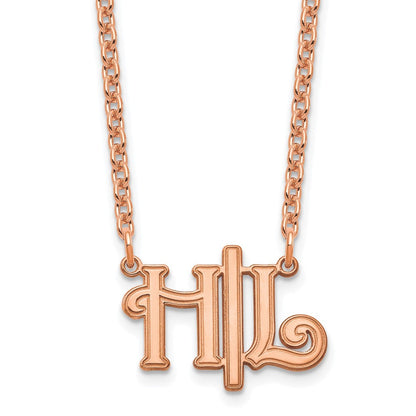 Roségoldbeschichtet Sterlingsilber / Roségold Horizontal Schreibschrift Initials Halskette