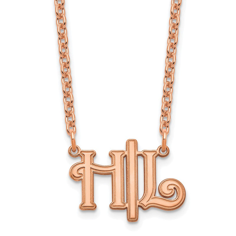 Roségoldbeschichtet Sterlingsilber / Roségold Horizontal Schreibschrift Initials Halskette