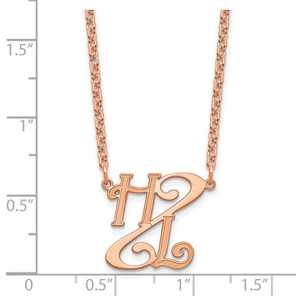 Roségoldbeschichtet Sterlingsilber /rose Diagonal Schreibschrift Initials Halskette