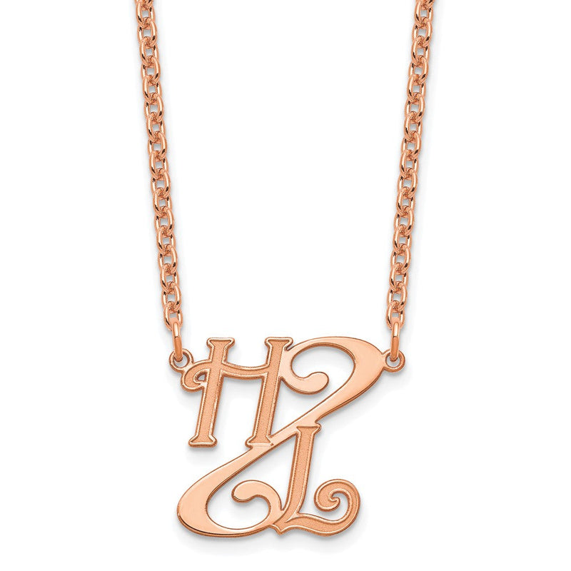Roségoldbeschichtet Sterlingsilber /rose Diagonal Schreibschrift Initials Halskette