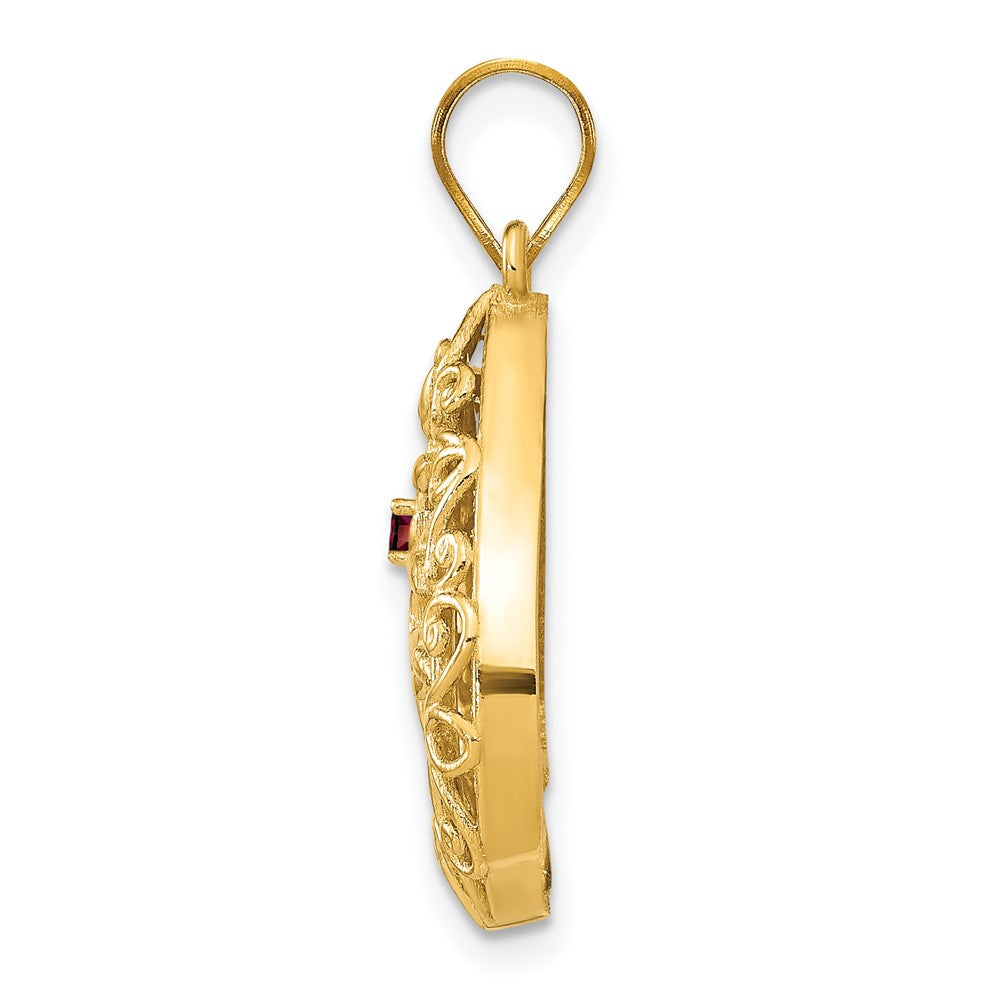 14K Gelbgold 14ky 1 Geburtsstein Baum Of Leben Tear Tropfen Anhänger