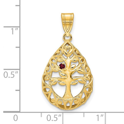 14K Gelbgold 14ky 1 Geburtsstein Baum Of Leben Tear Tropfen Anhänger