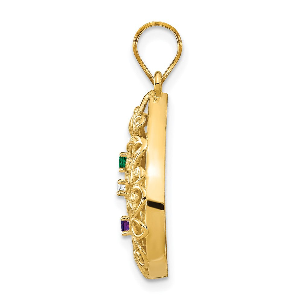 14K Gelbgold 14ky 3 Geburtsstein Baum Of Leben Tear Tropfen Anhänger