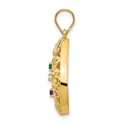 14K Gelbgold 14ky 3 Geburtsstein Baum Of Leben Tear Tropfen Anhänger