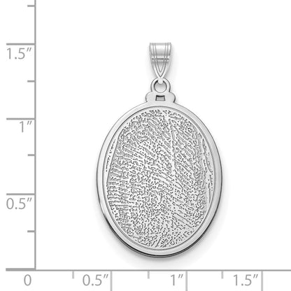 14K Weißgold Oval Fingerprint Anhänger