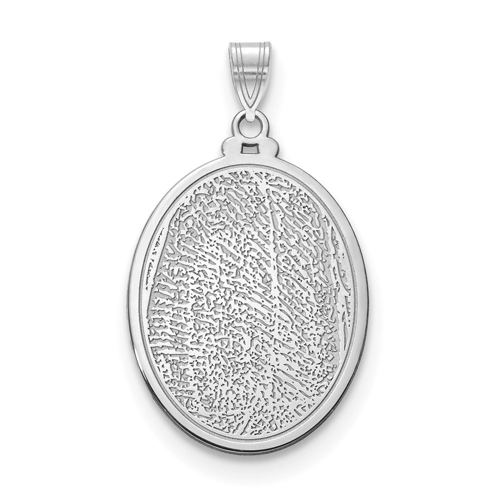 14K Weißgold Oval Fingerprint Anhänger