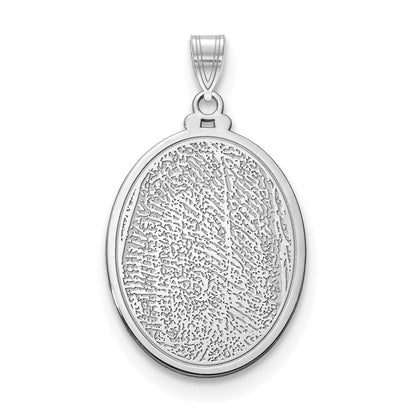 14K Weißgold Oval Fingerprint Anhänger