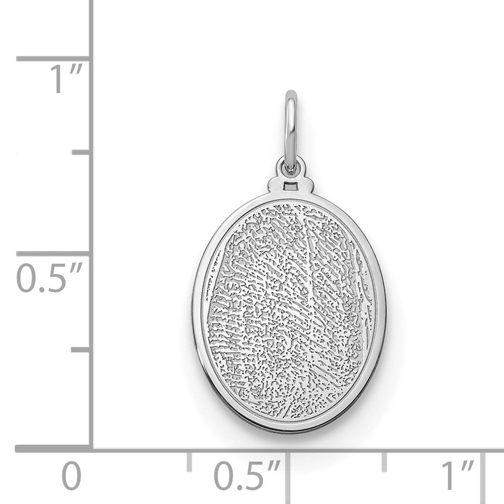 14K Weißgold Oval Fingerprint Charm