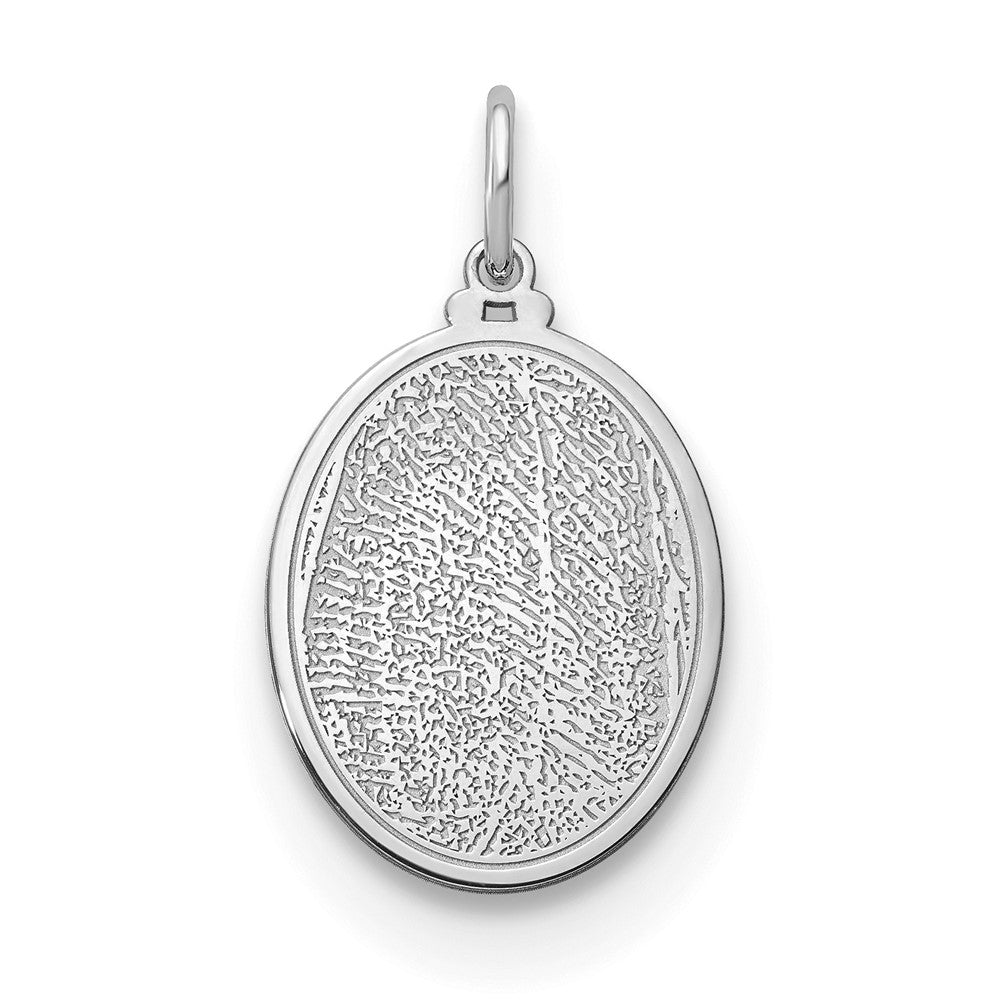 14K Weißgold Oval Fingerprint Charm