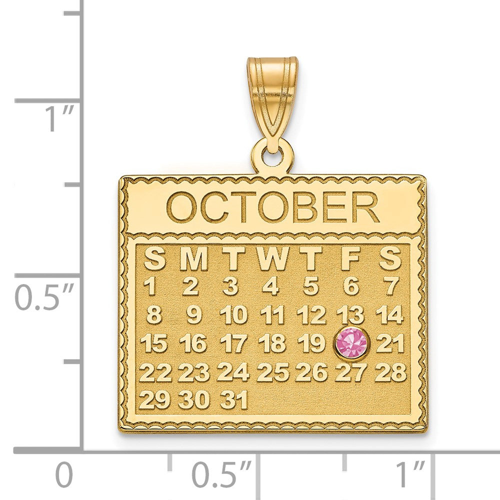14K Gelbgold Yg Calendar Bezek Geburtsstein Anhänger
