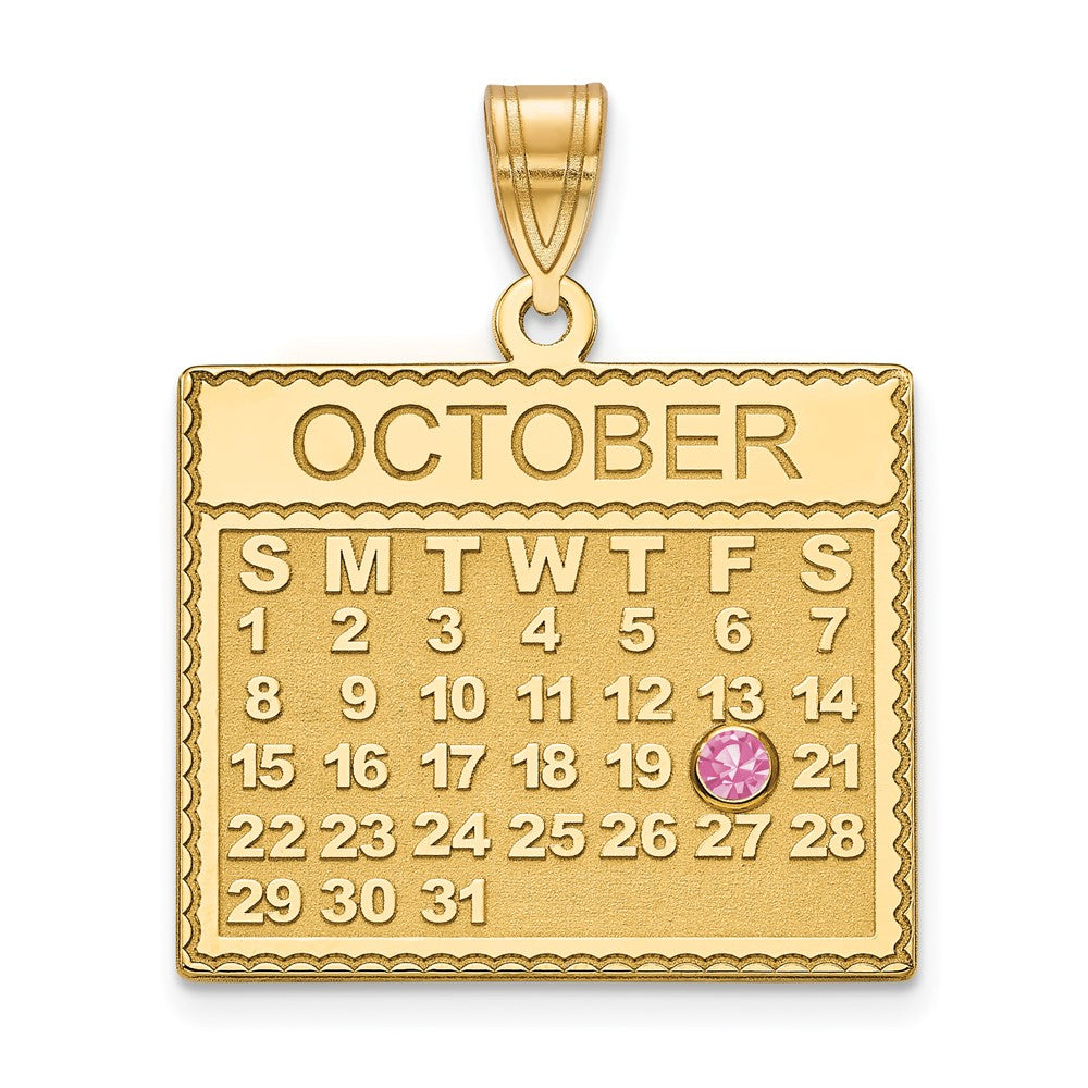 14K Gelbgold Yg Calendar Bezek Geburtsstein Anhänger