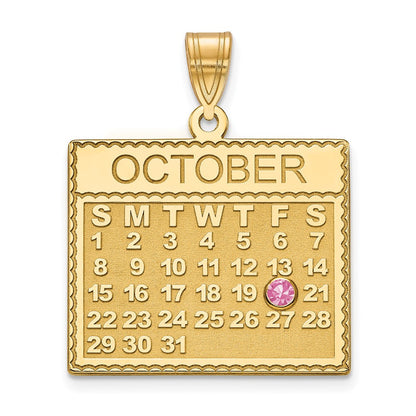 14K Gelbgold Yg Calendar Bezek Geburtsstein Anhänger
