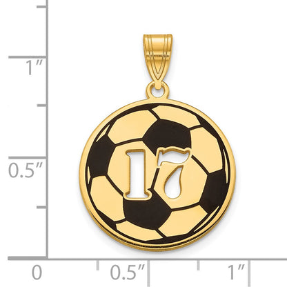 14K Gelbgold Epoxid Fußball Kugel mit Ausgeschnitten Zahl Anhänger